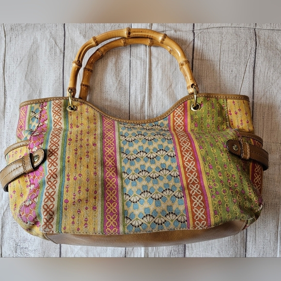 Relic Vintage Y2K Floral Handbag Bamboo Handles Retro Cottagecore Whimsy style - Picture 2 of 10